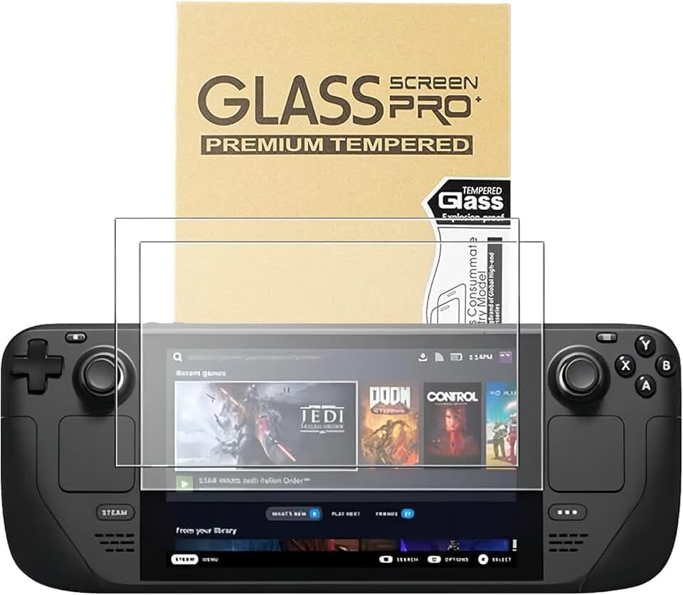 Screen Protector for Steam Deck OLED 7.4-Inch (NEW 2023) - 9H Tempered Glass Film, Anti-Scratch HD Clear, Cowhide box professional packaging，2-Pack