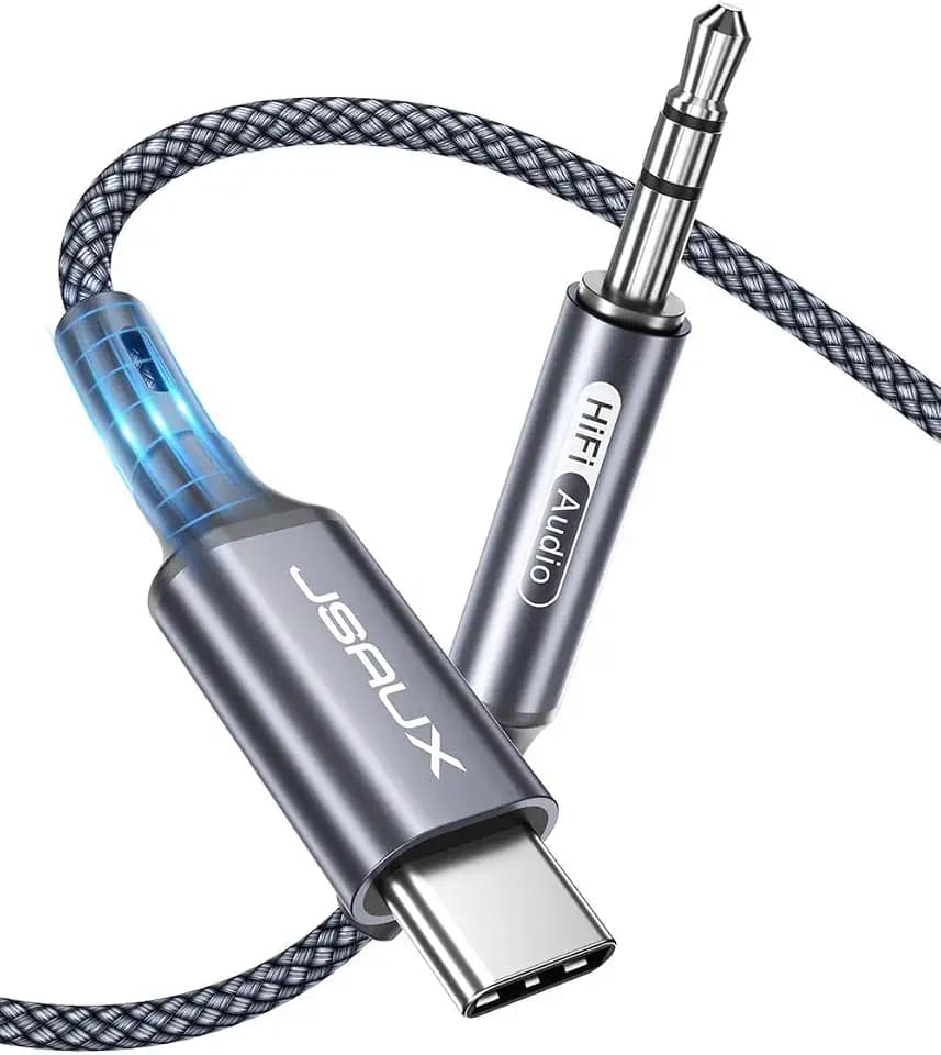 JSAUX USB C to 3.5mm Audio Aux Jack Cable 9.9ft, Aux Cord to USB C Car Cord