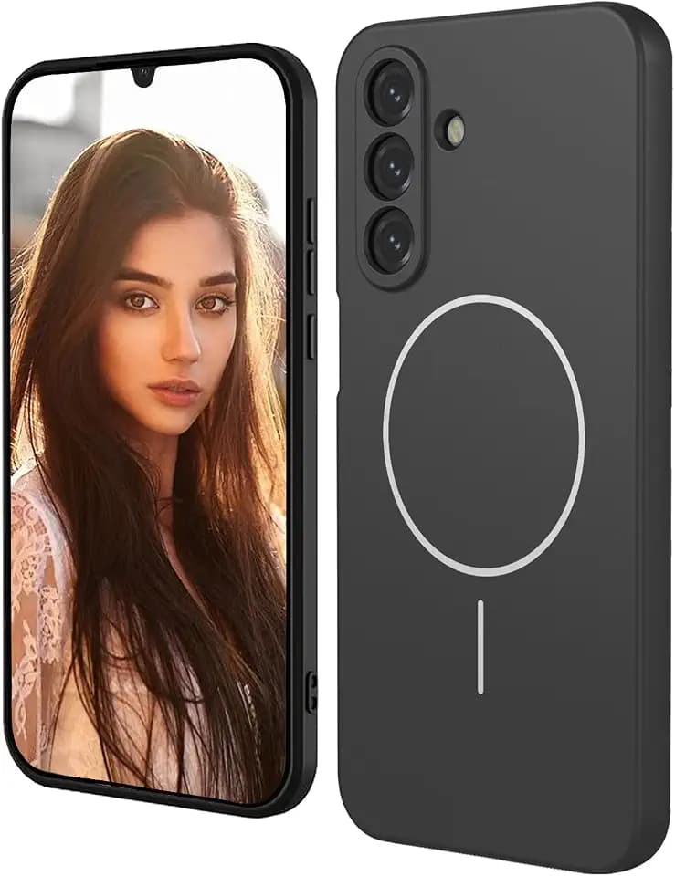 HAOYE Magnetische Hülle für Samsung Galaxy A56 5G, Kompatibel mit MagSafe, Flüssigsilikon Handyhülle mit Mikrofaserfutter, Stoßfester Bumper Schutzhülle - Schwarz
