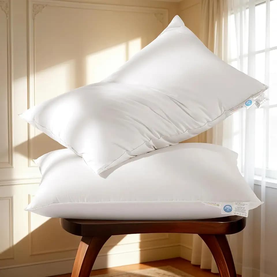 Goose Down Pillow Queen Size Set of 2 Pack,Soft 100% Cotton Shell