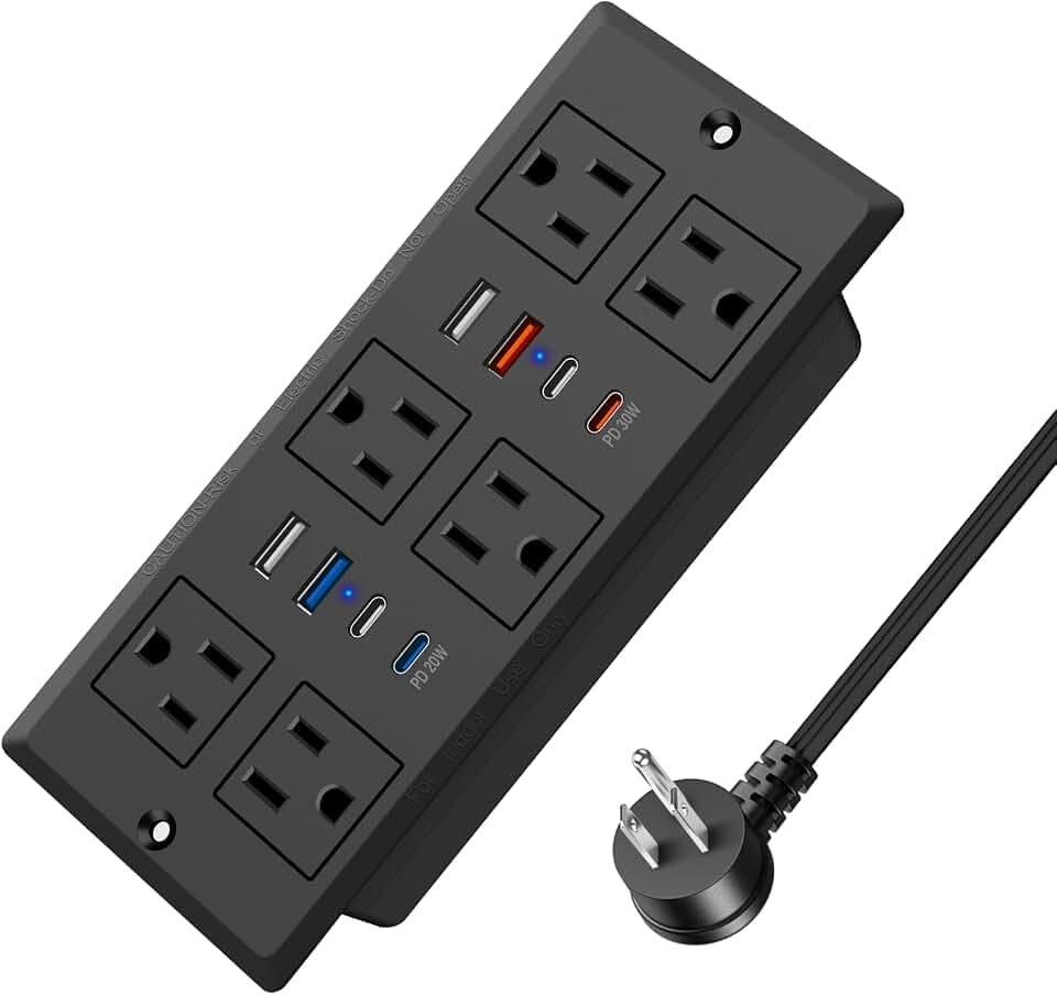 Recessed Power Strip with PD 30W Fast Charging