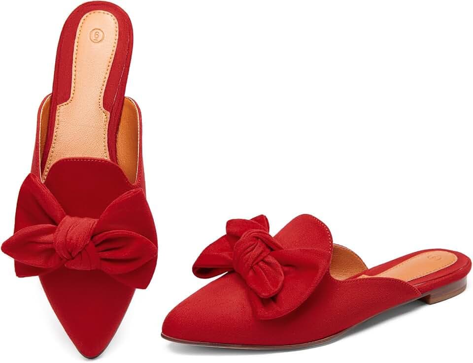 Rilista Mules for Women Slip On Comfortable Pointed Toe Womens Loafers Women's Flats for Women's Mules & Clogs