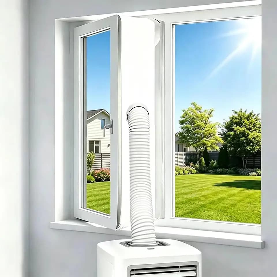 Fensterabdichtung für Mobile Klimageräte,Klimaanlage Abdichtung für Fenster 400cm mit Klettband,Hot Air Stop zum Anbringen an Fenster,Fensterabdichtung Abluftschlauch Klimagerät ohne Bohren