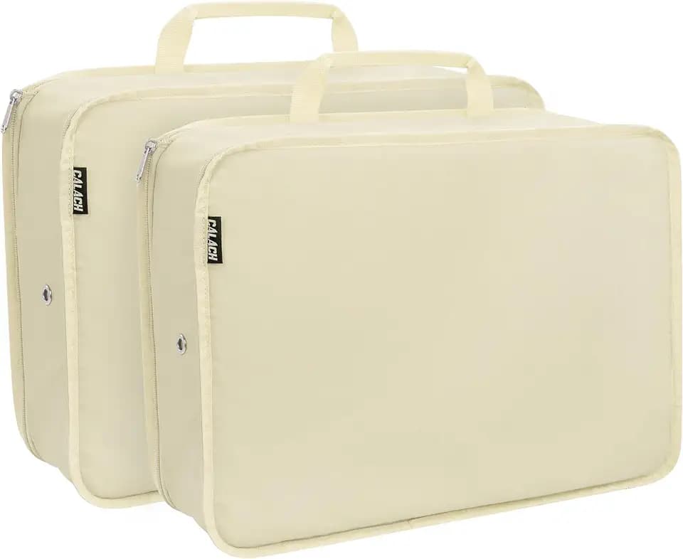 Compression Packing Cubes Travel Packing Suitcase Organizer Bags, Beige