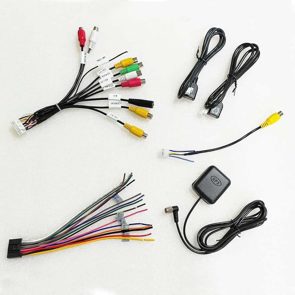 Car Stereo Radio RCA USB CAM in Cable GPS Antenna Power Speaker Wire Harness Kit for 9'' or 10'' Aftermarket Android Headunit with 16pin Power Socket 20pin RCA Port
