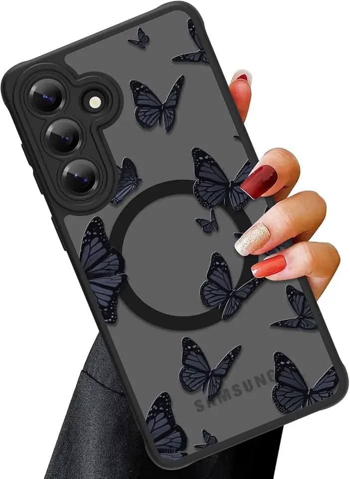 OOK Magnetic for Samsung Galaxy S26 Plus Case Black Butterfly Pattern