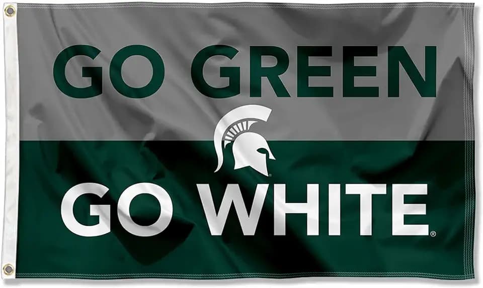 Michigan State Spartans Go Green Go White Large Outdoor Banner Flag