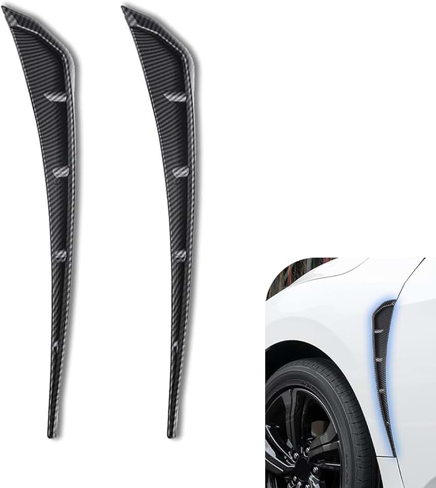 2PCS Car Fender Side Vents, ABS Spoiler Body Fender Cover, Air Flow Intake Hole Grille, Fenders Decorative Sticker, Sport Stytle Car Exterior Accessory, Universal for Most Cars(Carbon Fiber)