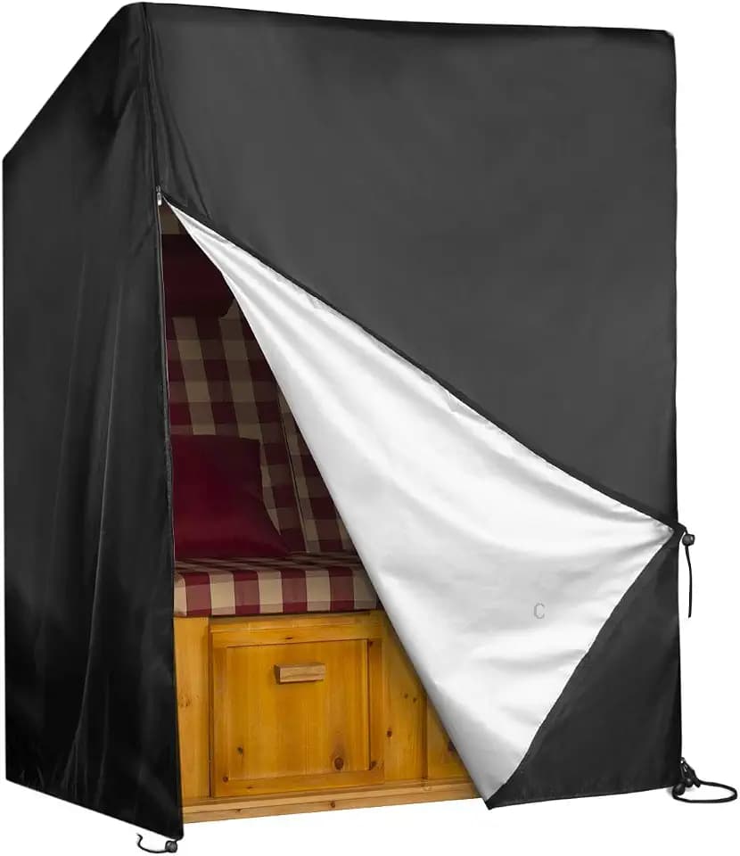 YISSVIC Strandkorb Schutzhülle Winterfest mit verstellbaren Kordelzügen Winddicht und UV Beständig 420D Oxford-Gewebe 135x105x174/140cm