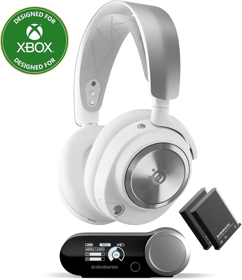 SteelSeries Arctis Nova Pro Wireless Xbox Multi-System Gaming Headset - Neodymium Magnetic Drivers - Active Noise Cancellation - Infinity Power System - Xbox, PC, PS5, PS4, Switch, Mobile - White