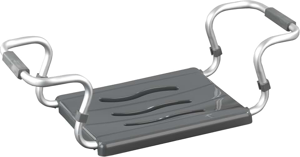 WENKO Badewannensitz Mod. Secura ausziehbar Tragkraft 120 kg TÜV GS geprüft Breite variabel 55 bis 65 cm Sitzfläche 37 x 27 cm Farbe Silber