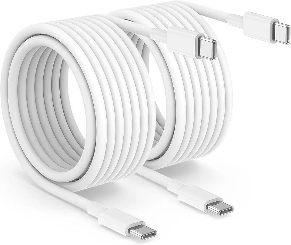 2pack 10ft USB C to C Cable, 60W Type C to Type C Fast Charging Cord for iPhone 17 16 15 Pro, Pro Max, Plus, iPad Pro, MacBook Air 13 inch, iPad Pro, Air, for Samsung Galaxy S25 and More