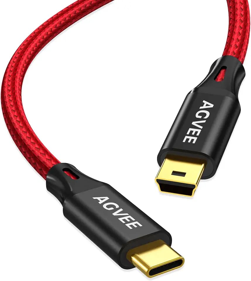 AGVEE 2 Pack 3.3ft USB-C to Mini USB Cable, Mini-B 5-Pin Data Charger Cord