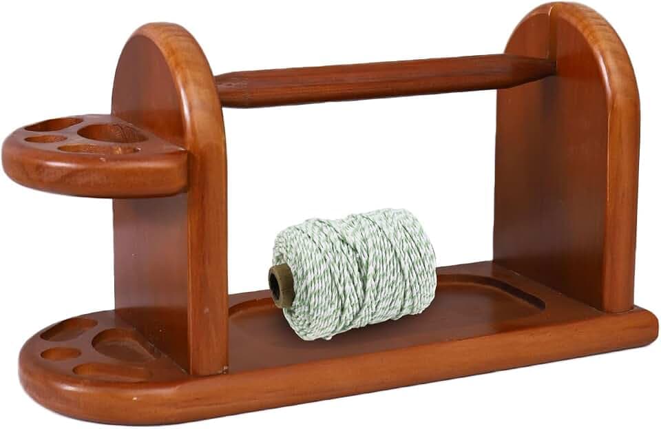 RoseFlower Garnhalter-Ständer, Natürlicher roter Garnknäuelhalter aus Holz, Spindeln, drehender Garnhalter zum Häkeln, Geschenk für ältere Frauen, Stricker- und Häkelzubehör