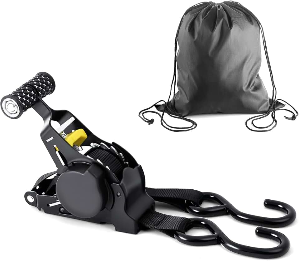 Ratschengurte, 2,5 cm x 3,3 m, selbstrückprallende Gurte, 680 kg Bruchfestigkeit, Ratschengurte mit ergonomischen Griffen, geeignet für Motorräder, Autos, Camping und Transport
