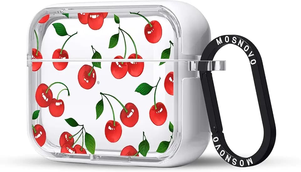 MOSNOVO for AirPods Pro/Pro 2 Case, Cute Cherry, Clear/White