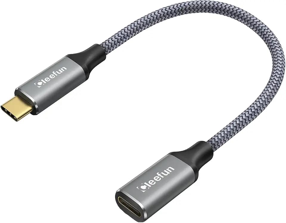 CLEEFUN USB-C Extension Cable - 1ft, 1-Pack, USB-C Male to Female, 10Gbps Data & 4K Video Sync, 100W Fast Charging for Laptop, Tablet, Phone
