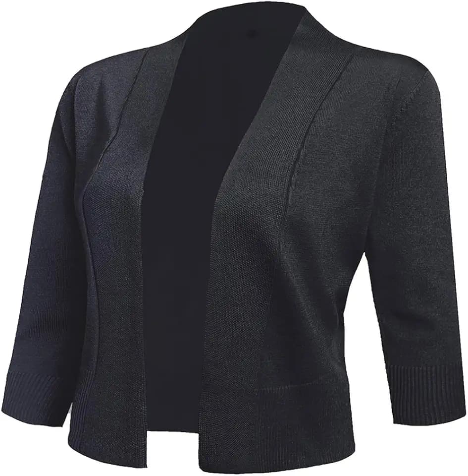 Women's 3/4 Sleeve Cropped Cardigan Sweater jacket Short Shrugs for dresses
