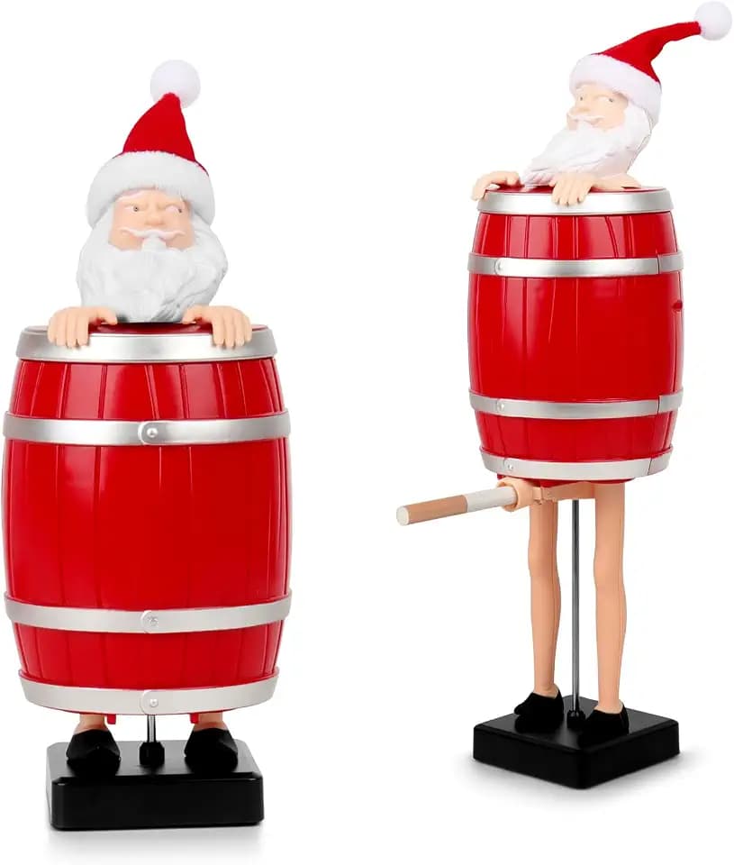 Weihnachtsmann Zigarettenspender, Lustiger Zigarettenhalter, Pop Up Zigarettenspender, Dekoratives Holzfass Zigarettenschachtel,Kann 10 Zigaretten Halten,Geschenk Für Mann Party Streichgeschenk