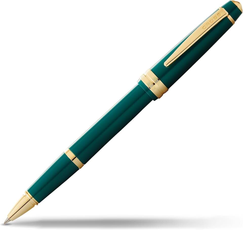 Cross Bailey Light Rollerball (Strichstärke F, Schreibfarbe: schwarz, inkl. Geschenkverpackung) Grün-Lack mit goldfarbenen Beschlägen, 1 Stück (1er Pack)