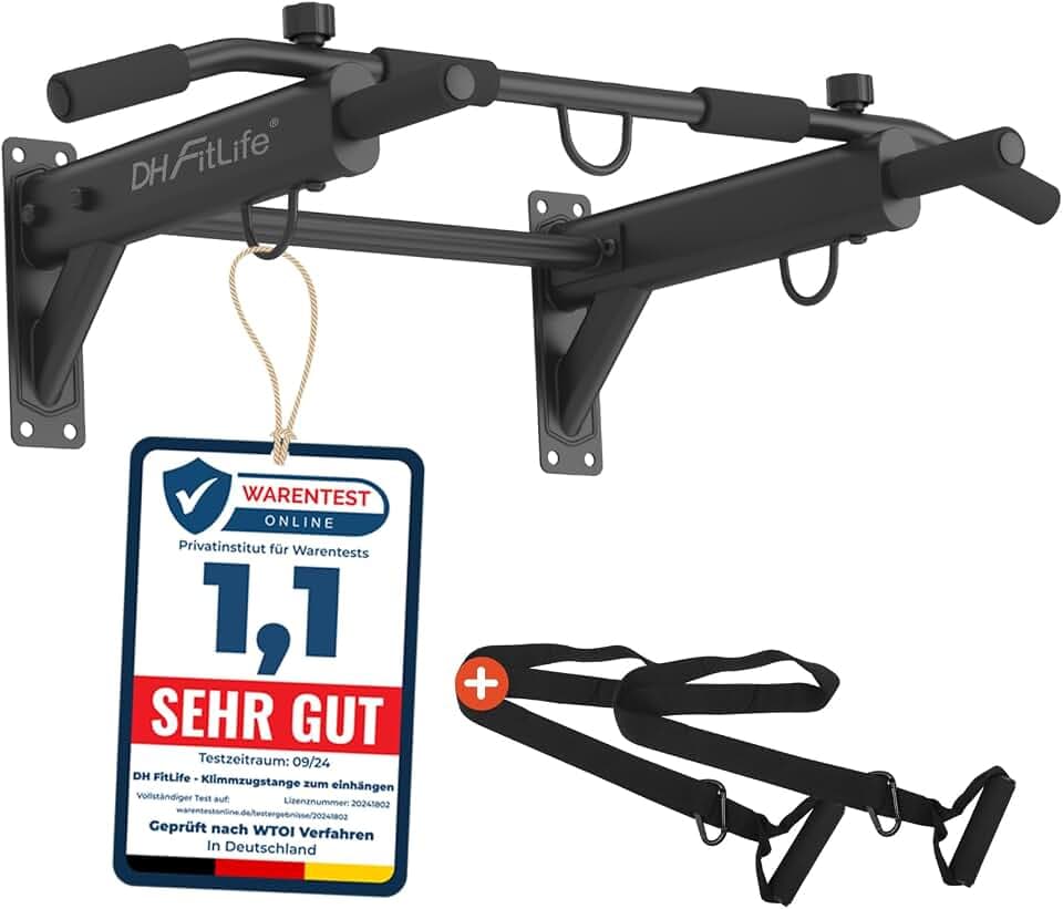 DH FitLife Klimmzugstange Wand, 4-in-1 Pull up Bar, 6 Griffe, bis 200 kg