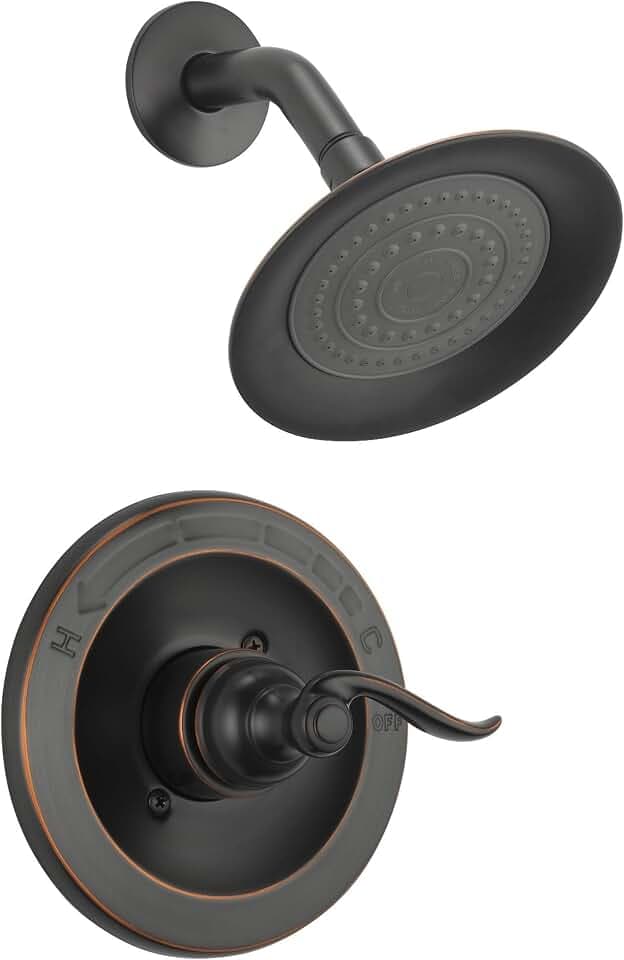 Delta Windemere 14 Series Shower Faucet Set, Oil Rubbed Bronze Shower Head and Handle Set, Valve Trim Kit, Oil Rubbed Bronze BT14296-OB (Valve Not Included)