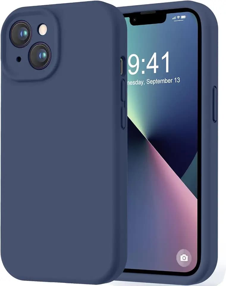 LOVE 3000 Designed for iPhone 13 Case, Premium Silicone with [Camera Protection] [Soft Anti-Scratch Microfiber Lining] Shockproof Protective Phone Case for iPhone 13 Women Men Girls 6.1", Navy Blue