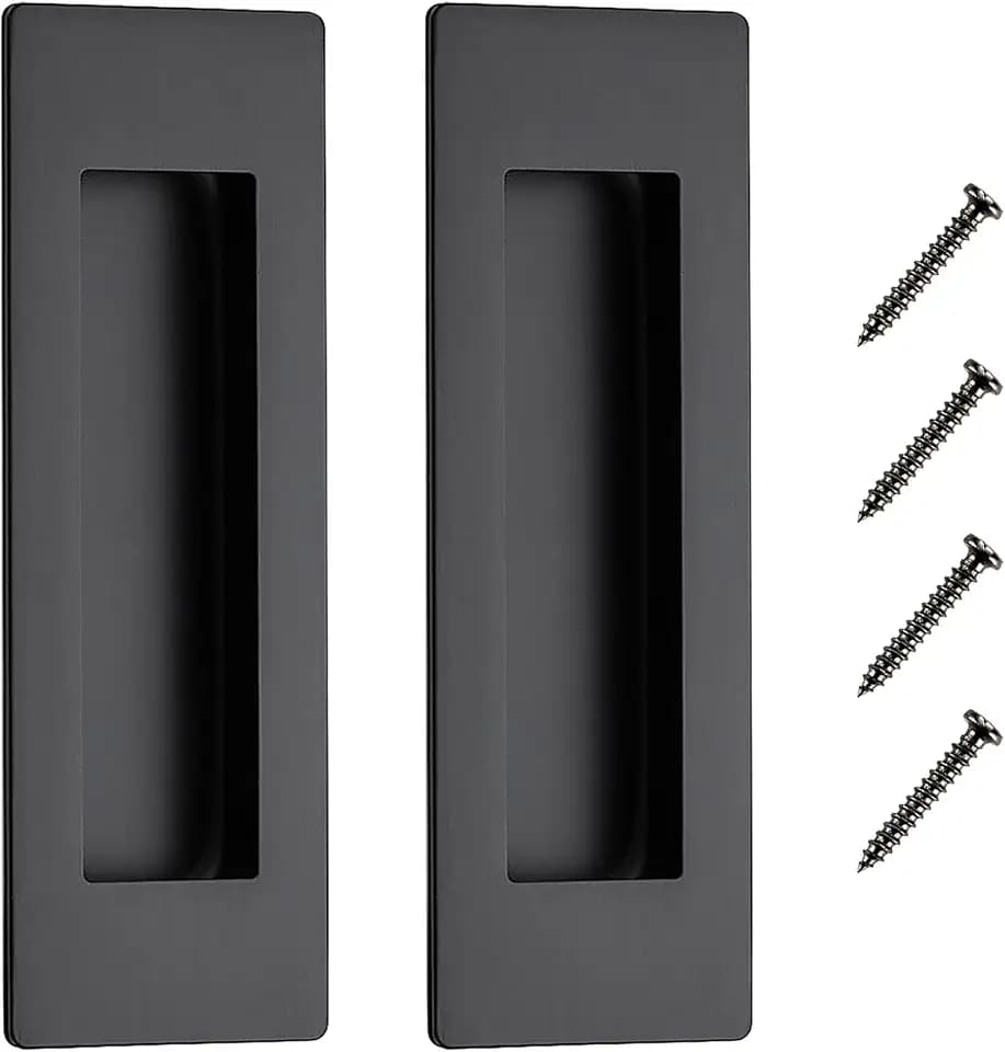 JOY DECOR Black Pocket Door Handles Sliding Door Handles, 4.72 Inch, 8 Pack