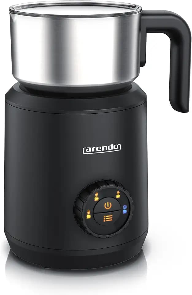 Arendo - Milchaufschäumer Induktion - Induktionsmilchaufschäumer elektrisch ohne Anbrennen – bis zu 400 ml - warmer und kalter Milchschaum – 4 Temperaturen – Milk Frother Kaffee Latte Cappuccino