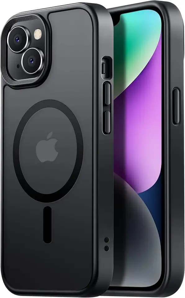 Tigowos Magnetic Guardian Designed for iPhone 14 Case & iPhone 13 Case [10FT-Grade Drop Tested & Compatible with MagSafe] Slim Translucent Matte Case for iPhone 13/14 Phone Case (6.1"), Black
