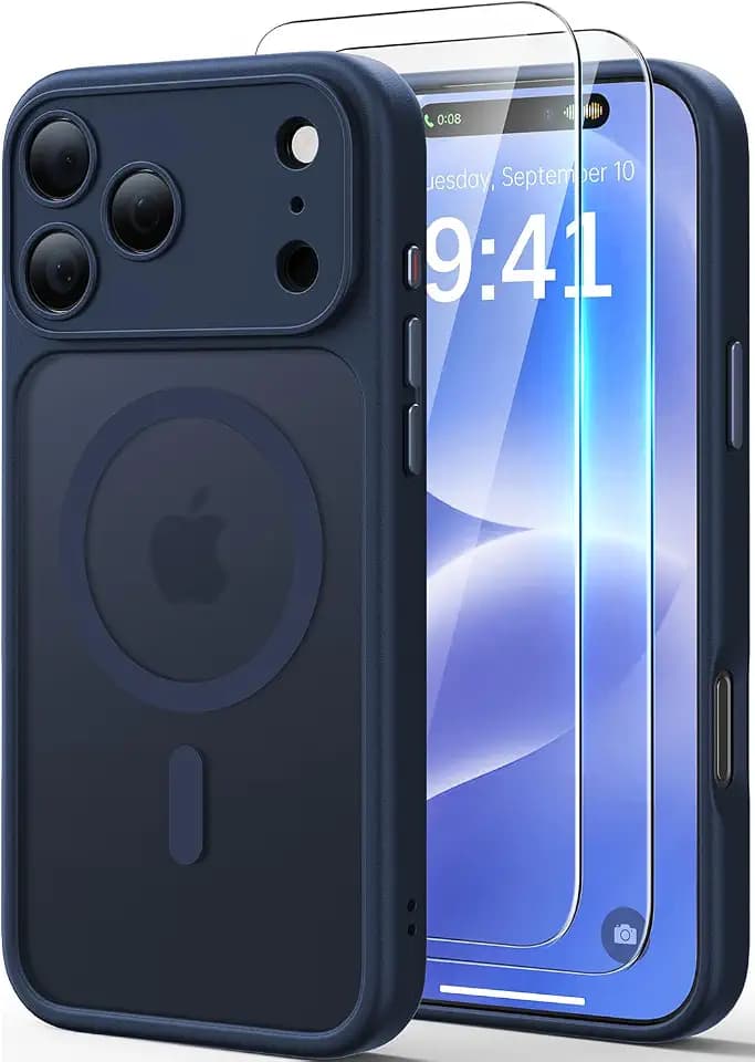 JJL for iPhone 17 Pro Max Case with 2 Pack Screen Protectors, Deep Blue