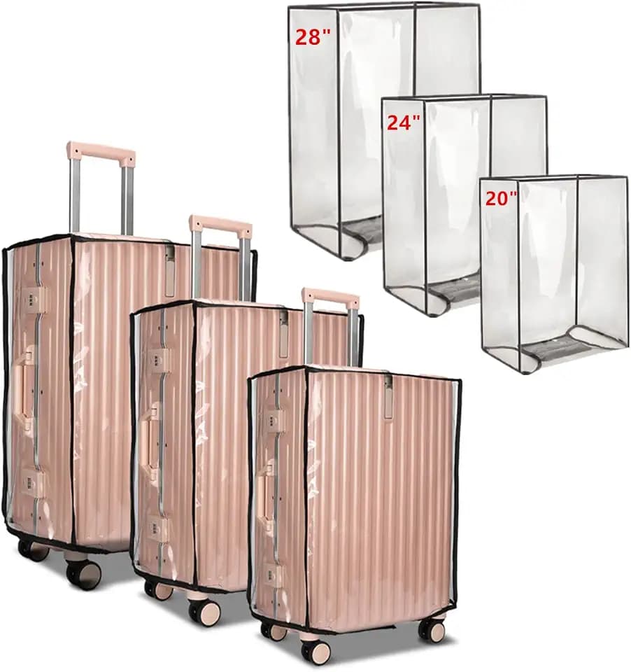 3PCS Clear PVC Luggage Cover Protectors Thicken Transparent Waterproof Suitcase for Travel Airplane 20"+24"+28"
