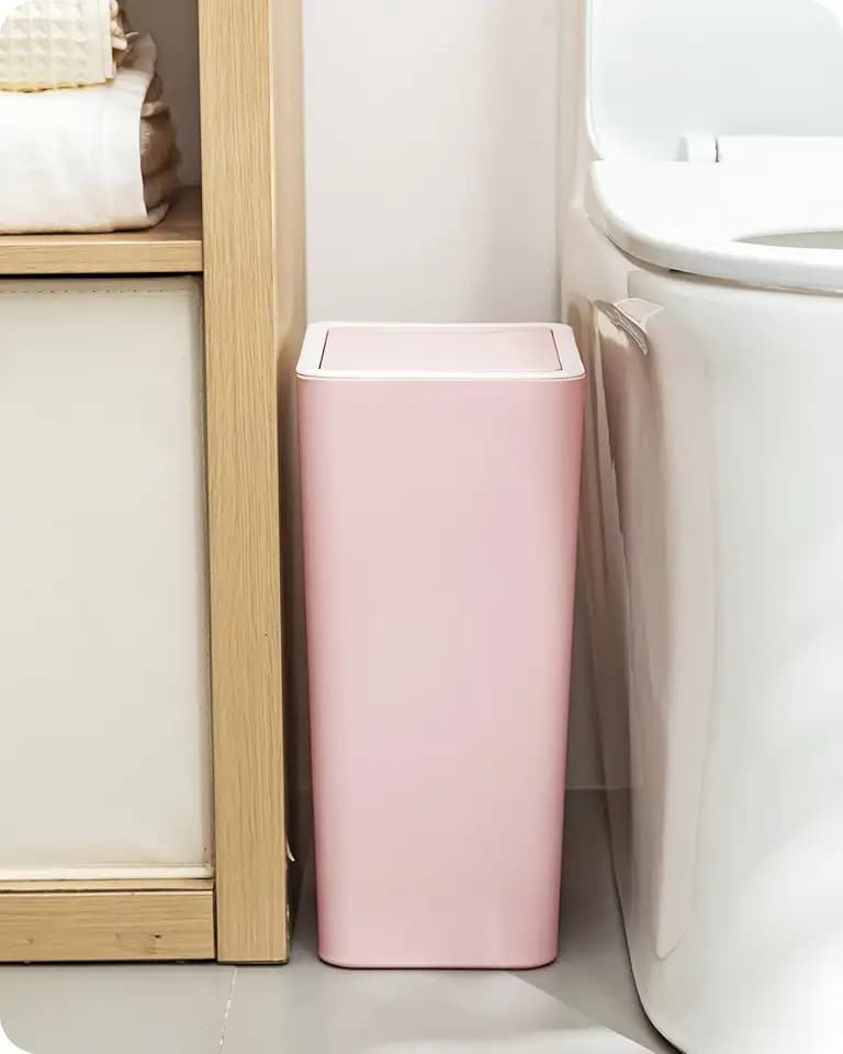 Baffect Push Top Lid Bin Mülleimer Müll Mülleimer, Müll Papierkorb Mülleimer Recycling Müll Küche Mülleimer Müll Mülleimer für Küche Badezimmer Schlafzimmer Wohnzimmer Büro 8L (Pink)