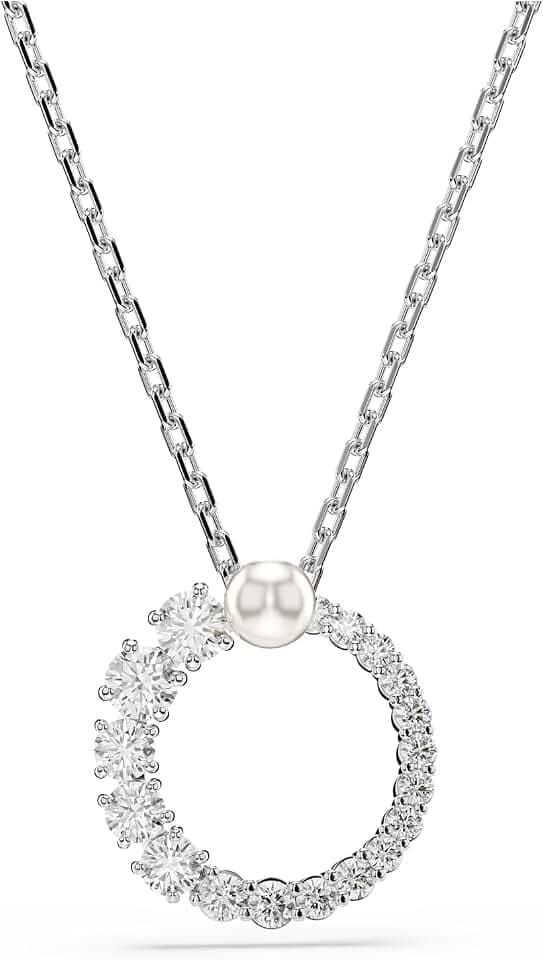 Swarovski Matrix Pendant, Earrings, Bracelet, Crystal Pearl, Round Cut Clear Crystals, Rhodium and Rose Gold-Tone Finishes