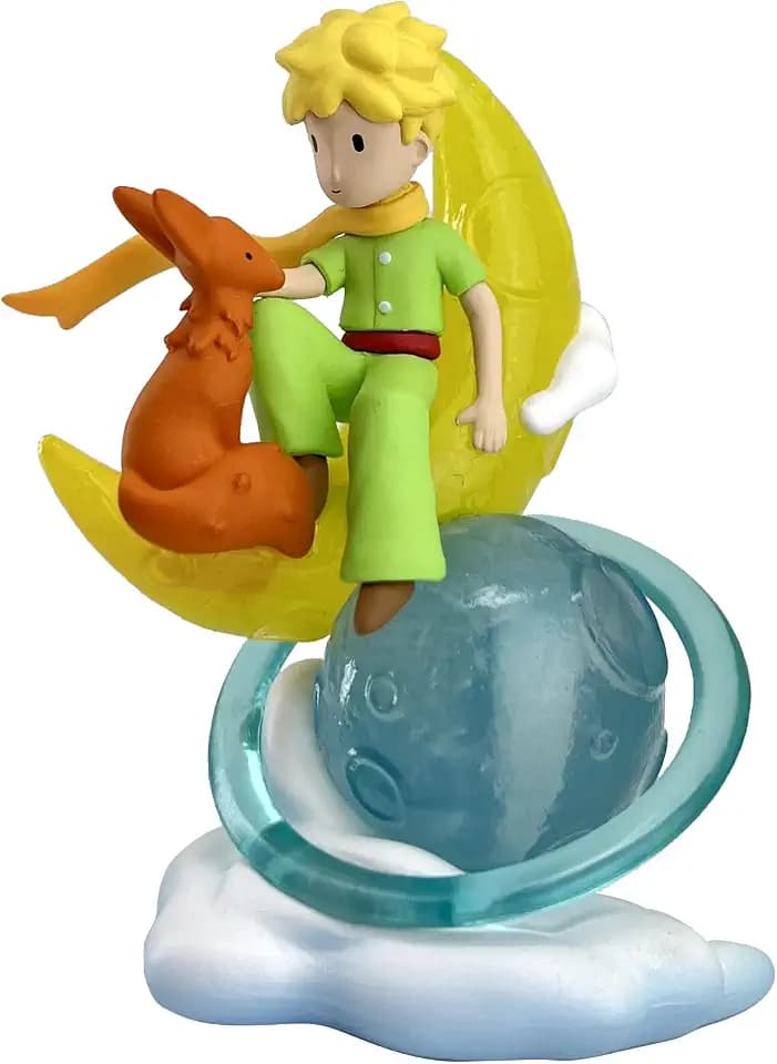 Der Kleine Prinz mit Fuchs auf dem Mond