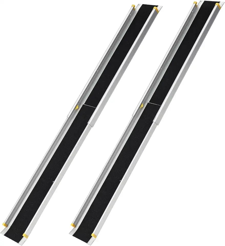 1 Pair 8 FT Telescoping Portable Wheelchair Ramps for Steps, Adjustable Wheelchair Ramp with Anti-Slip Surface and Storage Bag, 600 Lb Weight Capacity