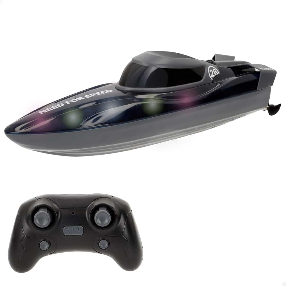 ColorBaby Speed & Go 39732 Ferngesteuertes Boot, 360-Grad-Drehung, inklusive Licht, wasserdichte Fernbedienung, Reichweite 25 m, Geschwindigkeit 7 km/h, Spielzeug für Kinder 4 Jahre, RC Spielzeug