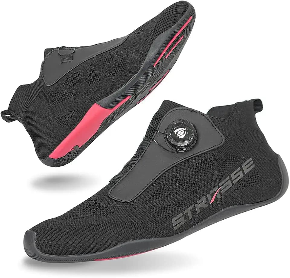 STRASSE STR180 Sim Racing Shoes High Cut - Dial Fit System, Ultra-Thin Sole for Pedal Feel, Breathable Mesh, Ankle Support for iRacing Acc GT7 (Black)