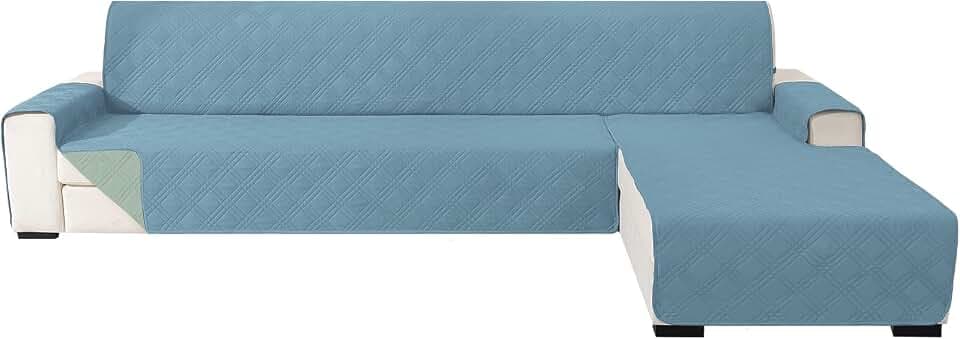 Ystyle Sofa Überzug L Form 2 Sitzer Reversibel, Sofaschoner Waschbar, Couch Bezug Mit Armlehne, Sofabezug Für Katze Hunde, Ecksofa Bezug Rechts/Links (210cm, Hellblau + Hellgrün)