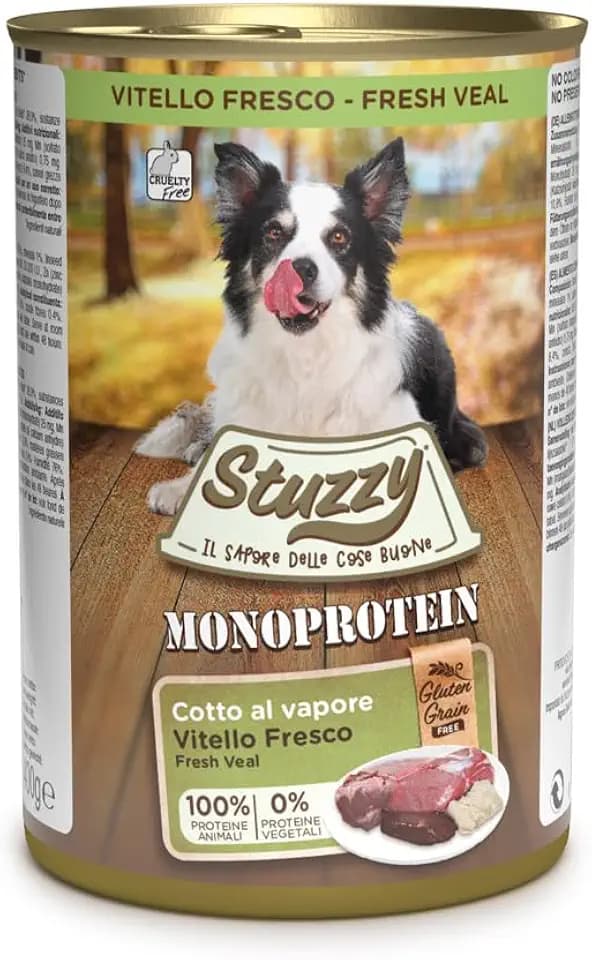 Stuzzy Dog Monoprotein Kalb, Hundefutter nass, 6 Dosen x 400 g, 2.4 kg