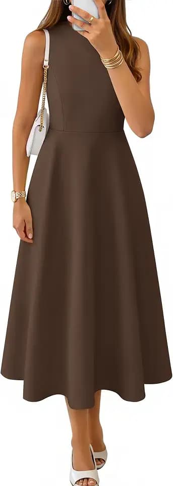ZESICA Women's Sleeveless Formal Flowy A Line Wedding Guest Midi Dress
