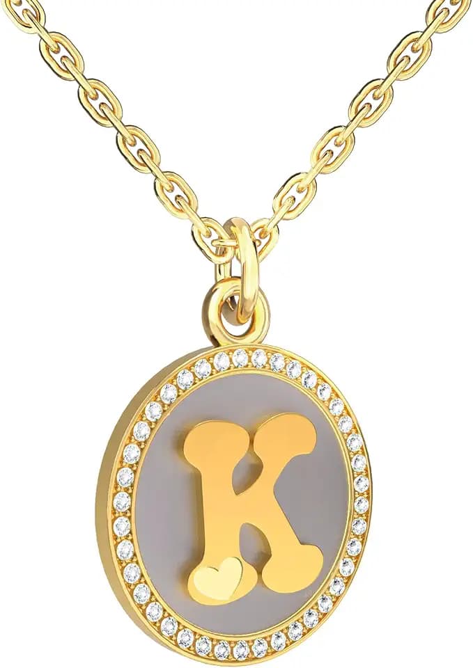 REGIS Necklace for Women Gold Initial Necklace 14K Gold-Plated Round Pendant Personalized A-Z Letter Chain Jewelry Gift for Her