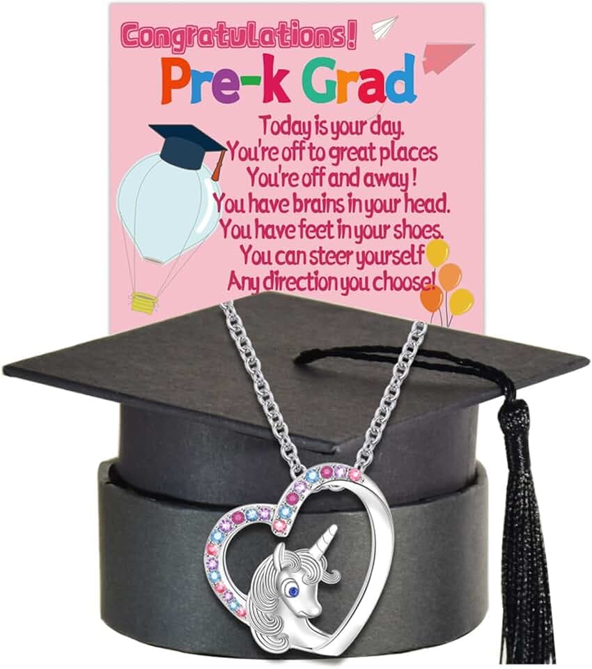 Graduation Gifts for Graduates Congratulations Gifts Card Cap Grad Graduation Gift for Her Daughter Granddaughter Niece Unicorn Necklace Cards Unique Caps Box Graduate Graduating Unicorns Necklaces Silver Jewelry Ideas Pendant