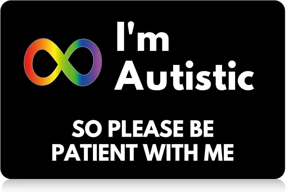 Autismus-Autistische nonverbale Autismus-Spektrum-Störung (ASD), Angstkarte mit beschreibbarem Panel und gemustertem Schlüsselband, Autismus-Notfall-Kontaktkarte (I`m Autistic So Please Be Patient)