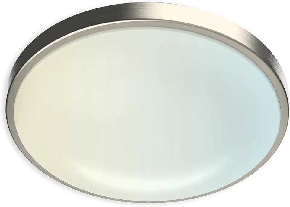 11" LED Flush Mount Ceiling Light Brushed Nickel Dimmable Adjustable Color Temperature Cozy Warm to Cool White Daylight 2700K 3000K 3500K 4000K 5000K Selectable 5CCT (11 inches)