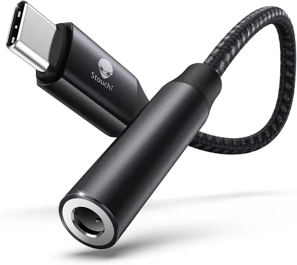 dapter USB C auf Klinke,Stouchi USB Typ C auf 3,5 mm Kopfhörer Adapter Aux Audio Dongle,HiRes DAC Chip,Kompatibel mit i-Phone 16/17 Air/Pro/Max,Samsung Galaxy S24 S23 Note20,Pixel 9,Pad Mini, Schwarz