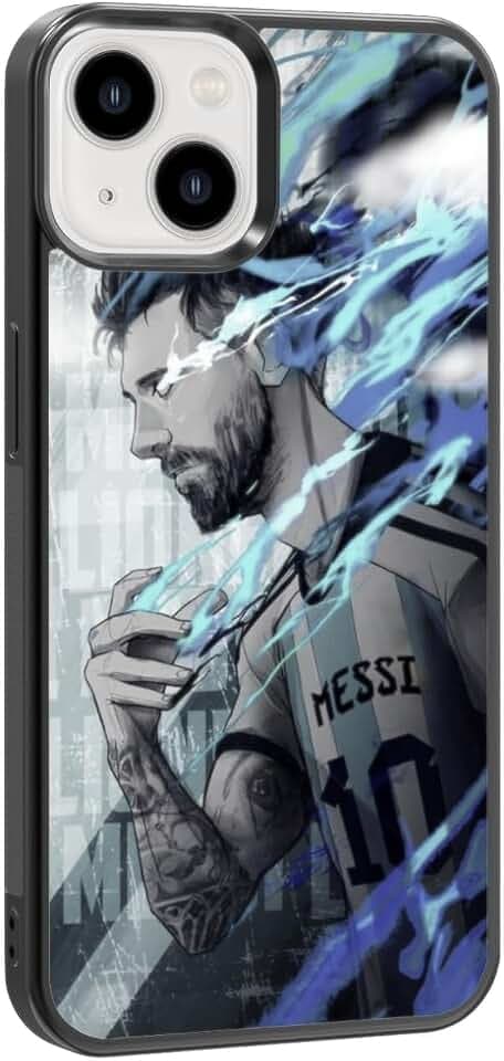 EZB Messi Themed Kompatibel mit iPhone-Hülle, flexibel, stoßdämpfend, cooles Fußball-Thema, Lionel Messi (iPhone 13 Pro), Blau