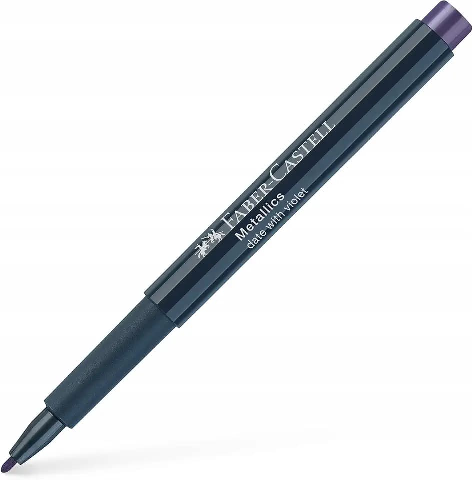 Faber-Castell Creative Studio Metallics Marker, Datum mit Violett, Einzelmarker, für Kunst, Handwerk, Zeichnen, Skizzieren, Zuhause, Schule, Universität, Ausmalen