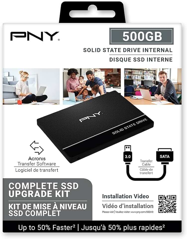 PNY CS900 SSD7CS900-500KIT-RB, SATA-III-Solid-State-Laufwerk, 500 GB