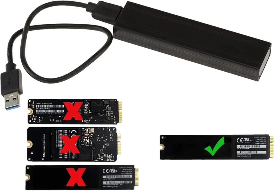 KALEA-INFORMATIQUE Kompatibles externes Gehäuse für Mac Air 2012 SSDs zu USB3 (USB 3.0 SUPERSPEED) für Mac SSDs mit 8+18 Pins (A1466 A1465 MD223 MD224 MD231 MD232).